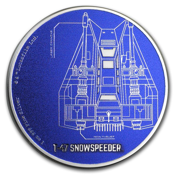 2017 Niue 1 oz Silver $2 Star Wars Ships: T-47 Snowspeeder Proof 2017 Niue 1 oz Silver $2 Star Wars Ships: T-47 Snowspeeder Proof